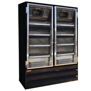 367-GF65BMBFFLED 78" Three Section Display Freezer w/ Swing Doors - Bottom Mount Compressor, Black, 115v