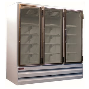 367-GF65BMSFFLED 78" Three Section Display Freezer w/ Swing Doors - Bottom Mount Compressor, Stainless, 115v