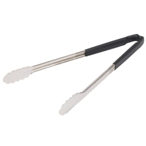 175-4781620 16"L Stainless Steel Utility Tongs - Black