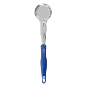 175-6433230 2 oz Round Solid Spoodle - Blue Nylon Handle, Heavy-Duty, Stainless Steel