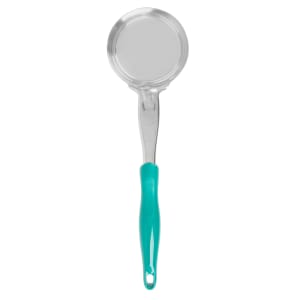 175-6433655 6 oz Round Solid Spoodle - Teal Nylon Handle, Heavy-Duty, Stainless Steel
