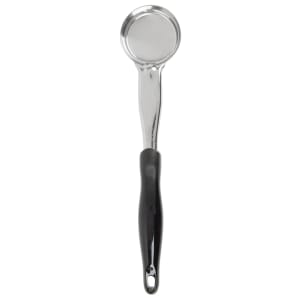 175-6433220 2 oz Round Solid Spoodle - Black Nylon Handle, Heavy-Duty, Stainless Steel