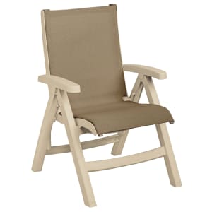 838-UT002066 Jamaica Beach Outdoor Folding Sling Chair - Beige Fabric w/ Beige Frame