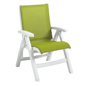 838-UT003004 Jamaica Beach Outdoor Folding Sling Chair - Green Fabric w/ White Frame