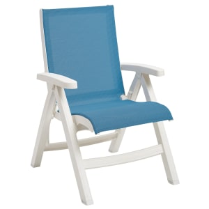 838-UT006004 Jamaica Beach Outdoor Folding Sling Chair - Sky Blue Fabric w/ White Frame