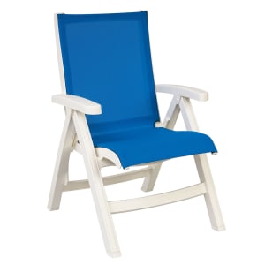 838-UT007004 Jamaica Beach Outdoor Folding Sling Chair - Blue Fabric w/ White Frame