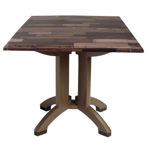 838-UT370720 32" Square Atlanta Outdoor Table w/ Umbrella Hole - Melamine, Shiplap
