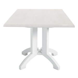 838-UT375004 36" Square Atlanta Outdoor Table w/ Umbrella Hole - Melamine, White