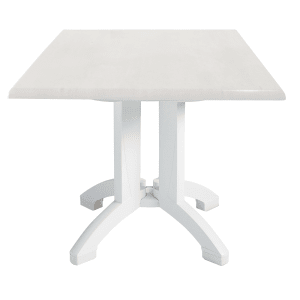 838-UT370004 32" Square Atlanta Outdoor Table w/ Umbrella Hole - Melamine, White