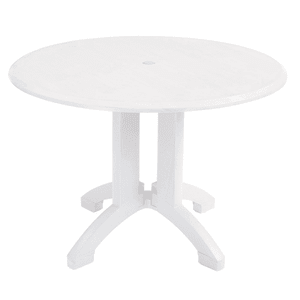 838-UT380004 42" Round Atlanta Outdoor Table w/ Umbrella Hole - Melamine, White