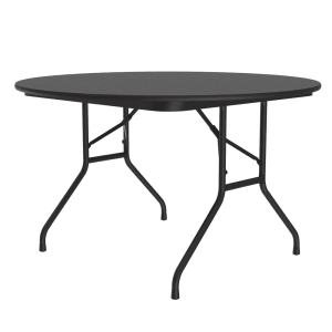 228-CF48MR07 48" Round Folding Table w/ Black Granite Melamine Top, 29"H