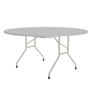 228-CF60MR15 60" Round Folding Table w/ Gray Granite Melamine Top. 29"H