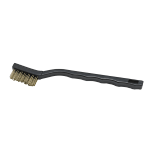 080-BR7B 7" Mini Scratch Utility Brush w/ Brass Wire Bristles - Plastic Handle, Black