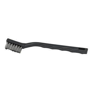 080-BR7S 7" Mini Scratch Utility Brush w/ Stainless Steel Wire Bristles - Plastic Handle, Black