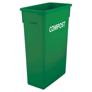 080-PTC23GRC 23 gal Rectangle Slim Trash Can w/ "Compost" Sign, Green