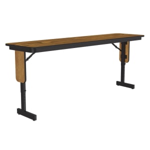 228-SPA1872PX06 18 x 72" Panel Leg Seminar and Training Table, Adjusts to 32" H, Oak/Bl...