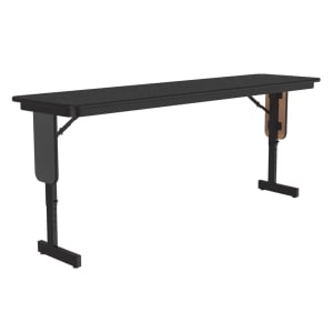228-SPA1896PX07 18 x 96" Panel Leg Seminar Table, Adjusts to 32" H, Black Granite/Black
