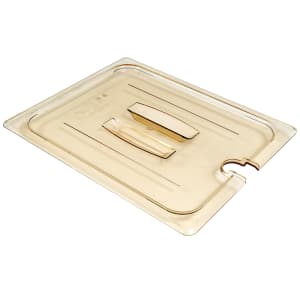 144-20HPCHN150 H-Pan Food Pan Cover - Half Size, Notched, Handle, Non-Stick, Amber