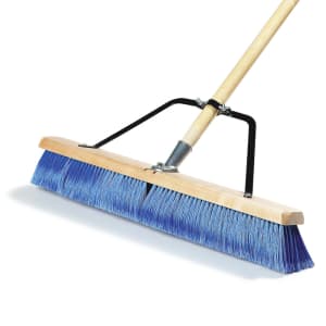 028-367382TC14 24" Floor Sweep w/ Wood Handle & Blue Fine Plastic Bristles