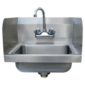 009-7PSECSP1X Wall Mount Hand Sink w/ 14"L x 10"W x 5"D Bowl, Side Splashes