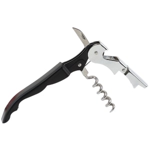 080-CO720 Waiter's Corkscrew w/ Foil Cutter & Bottle Cap Opener, Black