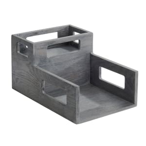 151-2206883 2 Compartment Plate & Napkin Holder - 10 1/4"W x 15"D, 8"H, Oak Wood, Gray Wash