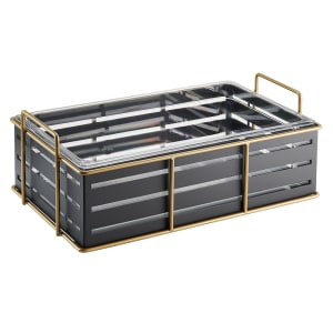 151-220851290 Ice Housing w/ Clear Plastic Ice Pan - 22"W x 13 1/2"D x 6 3/4"H, Wire Frame, Black/Gold