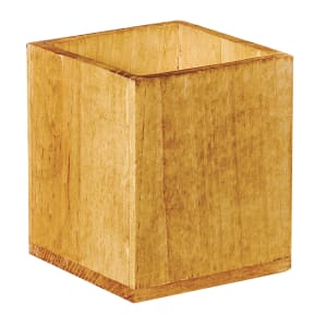151-2211099 1 Compartment Stir Stick Holder - 3 3/4" x 3 3/4" x 6 1/4", Rustic Pine