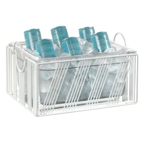 151-411151015 Ice Housing w/ White Melamine Ice Pan - 12 7/8"W x 13 1/4"D x 8 1/8"H, Wire Frame, White