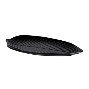 701-M105PLB 10 1/4" x 5" Leaf Shape Tropicana Platter - Melamine, Black