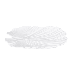 701-M14PLNW 14" x 13 1/2" Leaf Shape Tropicana Platter - Melamine, White