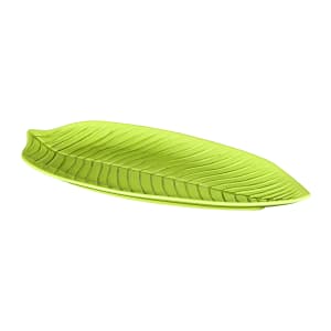 701-M179PLDG 17 3/4" x 9 1/2" Leaf Shaped Tropicana Platter - Melamine, Green