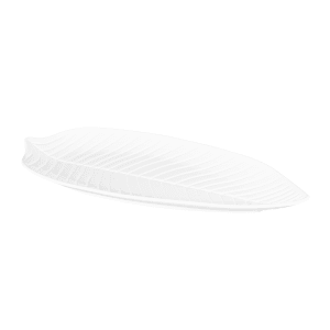 701-M179PLNW 17 3/4" x 9 1/2" Leaf Shaped Tropicana Platter - Melamine, White