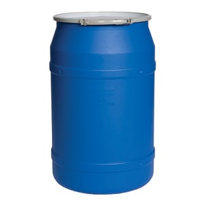 437-1656MB 55 gal Open Head Poly Drum w/ Lever Lock Band Closure, Blue