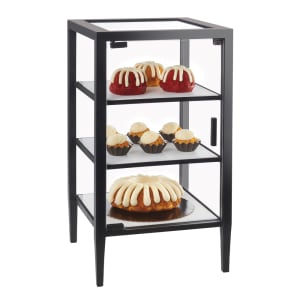 151-220231413 3 Tier Pastry Display Case w/ Swing Door - 14"W x 14"D x 26"H, Acrylic/Steel, Black