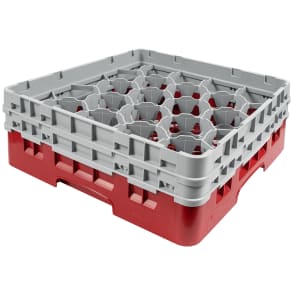 144-20S434416 Camrack® Glass Rack w/ (20) Compartments - (2) Gray Extenders, Cranberry