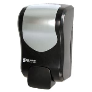 094-S970BKSS 30 1/2 oz Wall Mount Manual Liquid Hand Soap/Sanitizer Dispenser - Plastic, Black/Stainless
