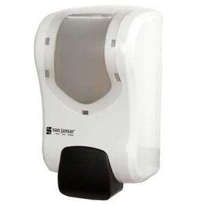 094-SF970WHCL 30 1/2 oz Wall Mount Manual Foam Hand Soap Dispenser - Plastic, White/Clear