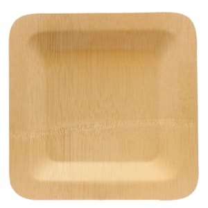 229-BAMDSP7 7" Square Bamboo Disposable Plate - Bamboo, Natural