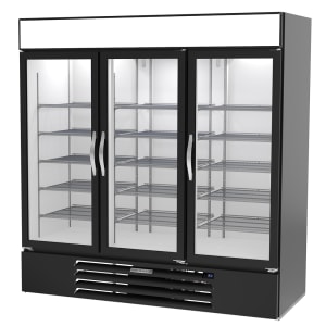 118-MMR72HC1B 75" MarketMax™ Three Section Glass Door Merchandiser - (3) Left/Right Hinge Doors, Black, 115v