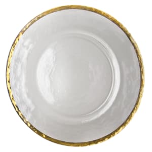 861-ALG340 13" Round Alpine Charger Plate - Glass, Clear/Gold