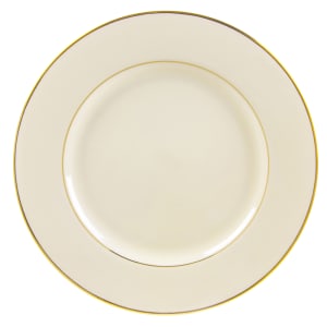 861-CGLD0001 10 3/4" Round Double Gold Line Dinner Plate - Porcelain, Cream/Gold