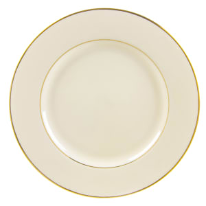 861-CGLD0002 9 1/8" Round Double Gold Line Luncheon Plate - Porcelain, Cream/Gold