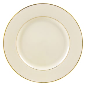 861-CGLD0004 7 3/4" Round Double Gold Line Salad/Dessert Plate - Porcelain, Cream/Gold