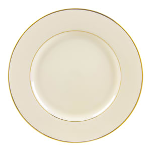 861-CGLD0024 12 1/4" Round Double Gold Line Charger Plate - Porcelain, Cream/Gold