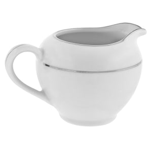 861-DSL0016 8 oz Double Silver Line Creamer - Porcelain, White/Silver