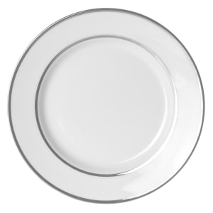861-DSL0004 7 3/4" Round Double Silver Line Salad/Dessert Plate - Porcelain, White/Silver