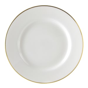 861-GL0024 12 1/4" Round Gold Line Round Charger Plate - Porcelain, White/Gold
