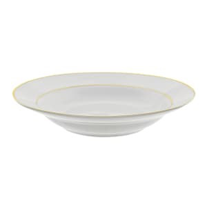 861-GLD0003 10 oz Round Double Gold Line Rim Soup Bowl - Porcelain, White/Gold