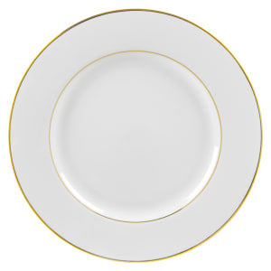 861-GLD0024 12 1/4" Round Double Gold Line Round Charger Plate - Porcelain, White/Gold
